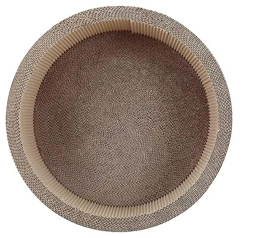 Round cat scratcher mat, cute and durable, ideal for feline claw care and playful relaxation.