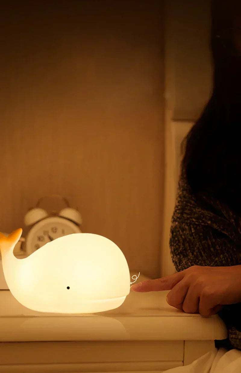 Charming whale LED night light, an ideal children's gift for any kids' room or nursery.