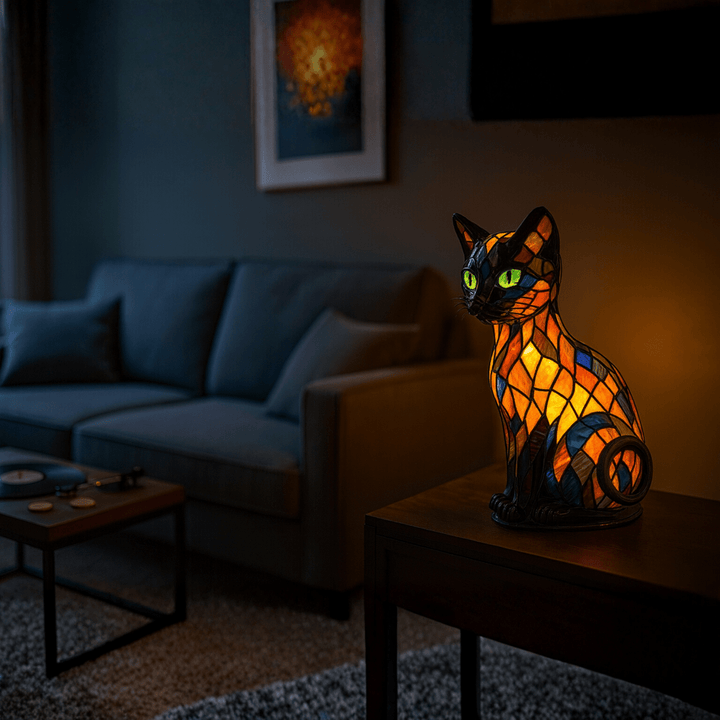 Charming cat-shaped LED bedside lamp, a soft silicone night light creating a gentle, warm ambiance.