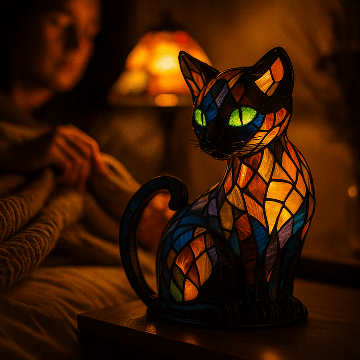 Decorative cute cat LED night light, a whimsical silicone lamp perfect for modern room decor and ambient lighting.