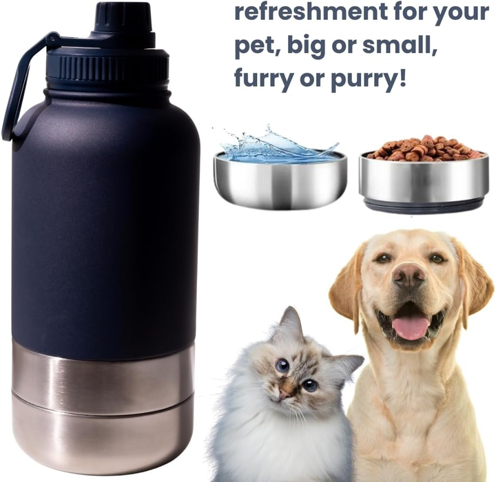 Unisex Pet Travel Water Bottle with Removable Bowl