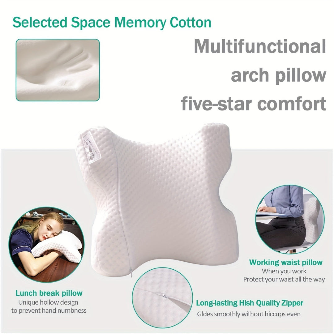 Soft, curved memory foam pillow specifically for ergonomic neck support, promoting better posture and rest.