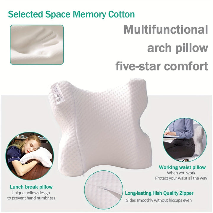 Soft, curved memory foam pillow specifically for ergonomic neck support, promoting better posture and rest.