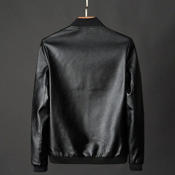 Front view of a men's sleek water-resistant everyday jacket, showcasing its classic fit and durable all-weather design.