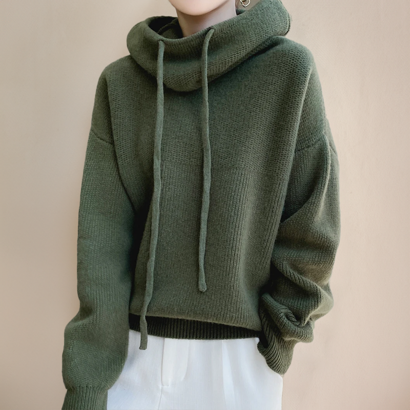 Soft knit women's turtleneck sweater, chic long sleeve top. Comfortable everyday style, perfect for fall & winter.