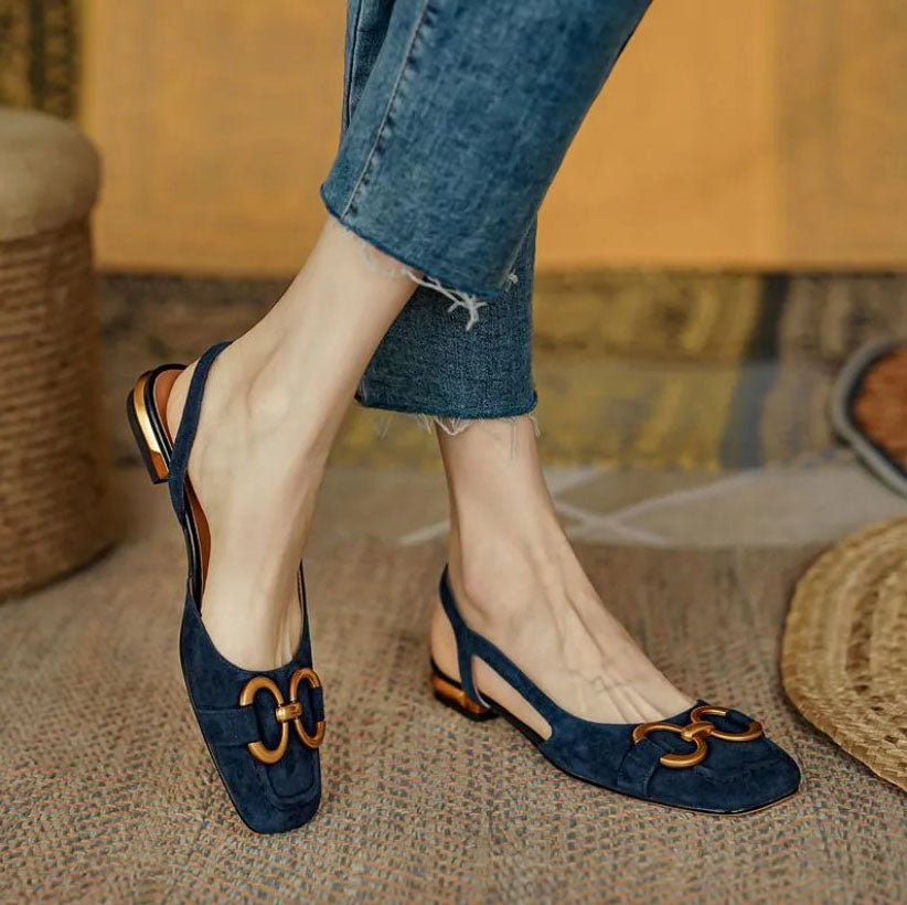 Dark blue women's sandals with adjustable straps & cushioned footbed for ultimate comfort.