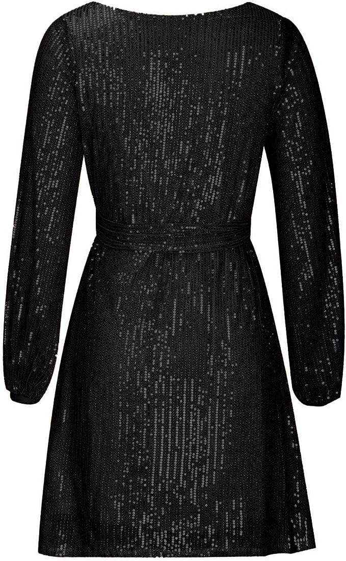 Front view of a sparkly sequin mini dress. A chic women's fashion statement for dazzling parties.