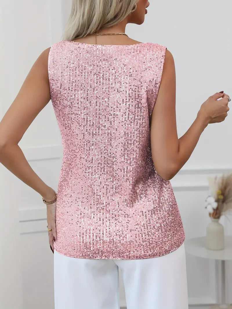 Dazzling party wear V-neck top for women, an elegant and sparkling evening top.