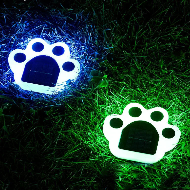 Paw print shaped solar garden lights, waterproof and wireless, for delightful outdoor landscaping