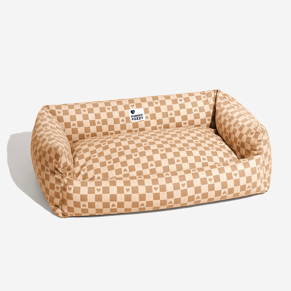 Cozy pet sofa, a deep sleeping dog bed with a reversible and washable mat