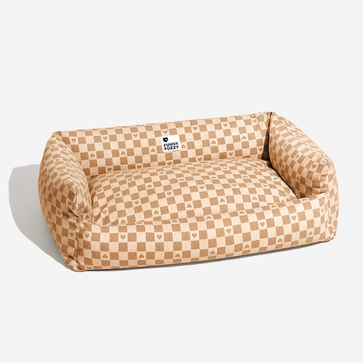 Cozy pet sofa, a deep sleeping dog bed with a reversible and washable mat
