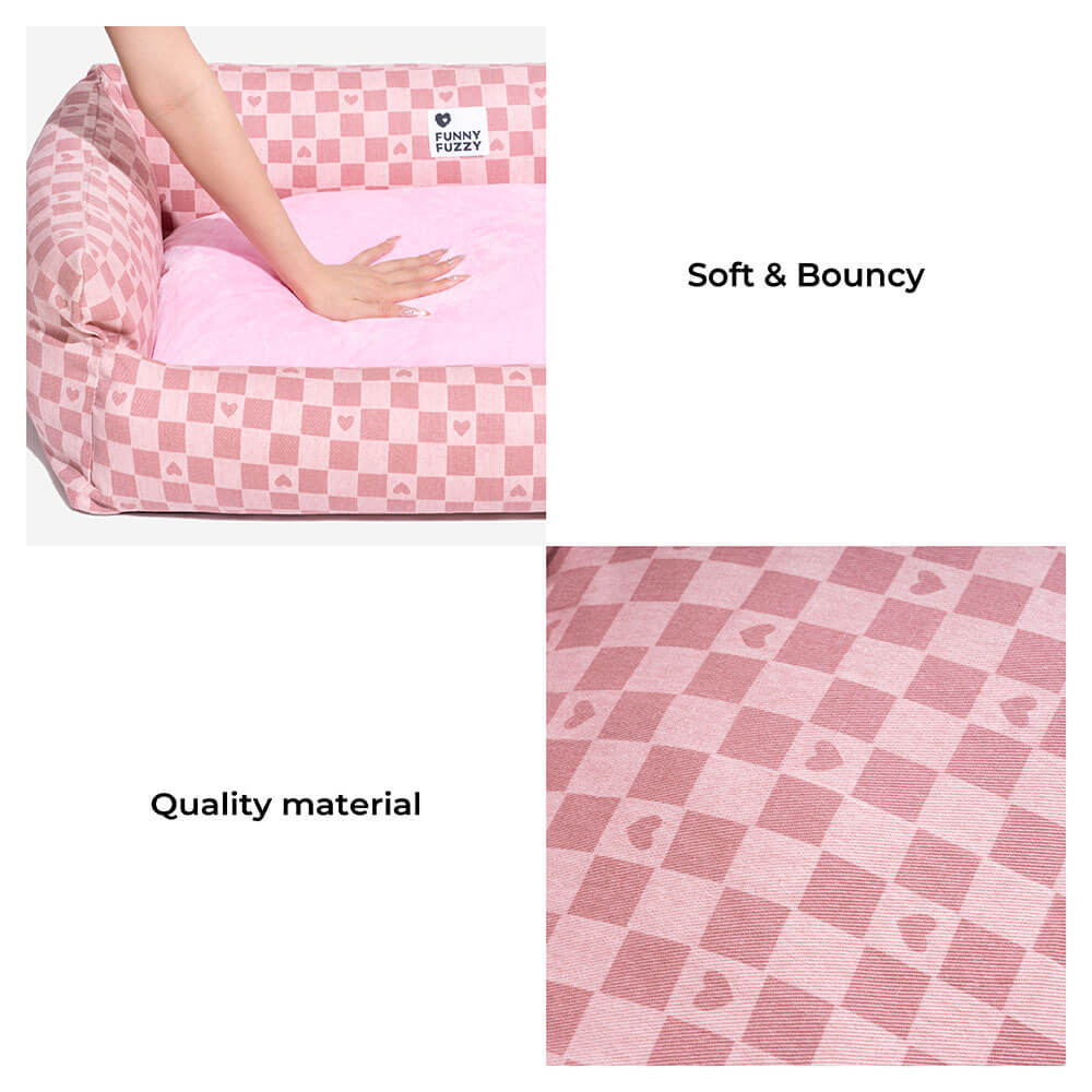 Dog sofa bed with a reversible mat, perfect for deep sleep and pet comfort