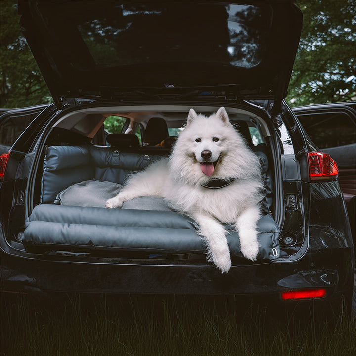 Faux leather dog car seat booster bed, dark brown, for comfortable pet travel