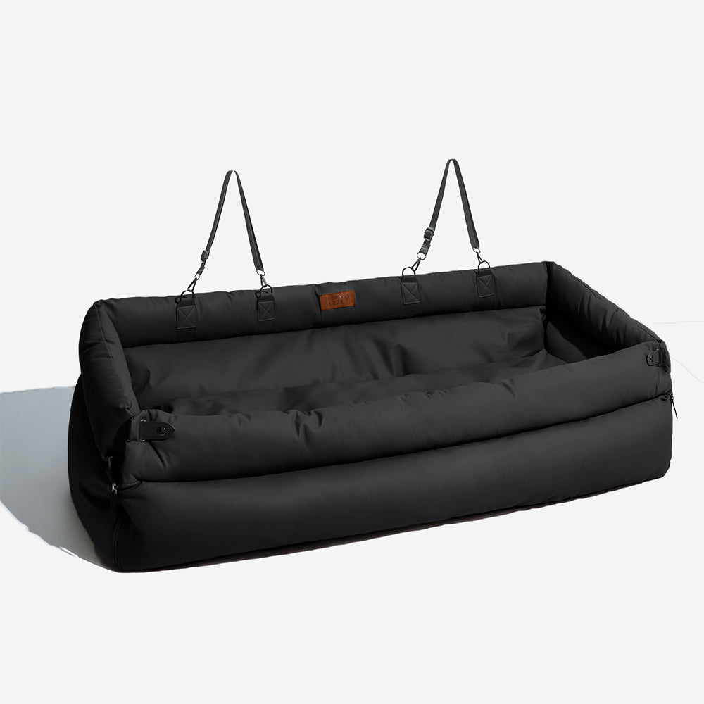 Pet comfort & safety: faux leather dog car seat booster bed, water-resistant
