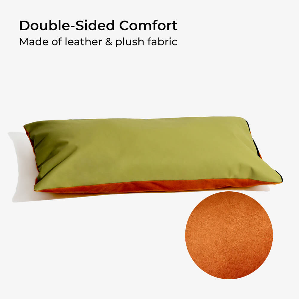 Dog car seat booster bed, brown faux leather, providing comfort & security for pets