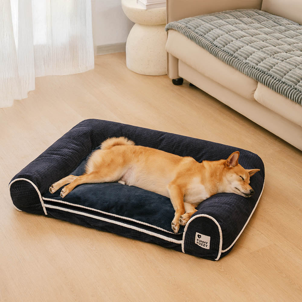 Pet sofa with orthopedic support, flannel, washable, for a comfortable dog