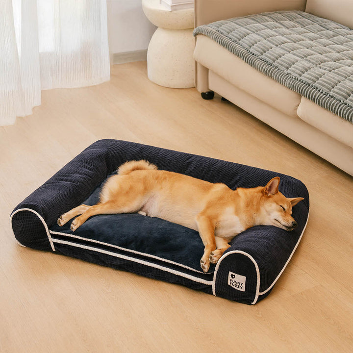 Pet sofa with orthopedic support, flannel, washable, for a comfortable dog