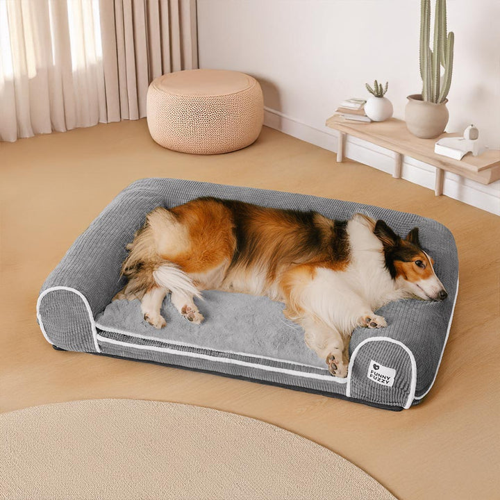 Deluxe orthopedic flannel pet bed, washable sofa for happy dogs