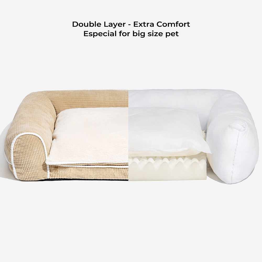 Comfortable flannel dog bed with orthopedic support, washable pet supplies