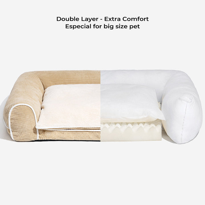 Comfortable flannel dog bed with orthopedic support, washable pet supplies