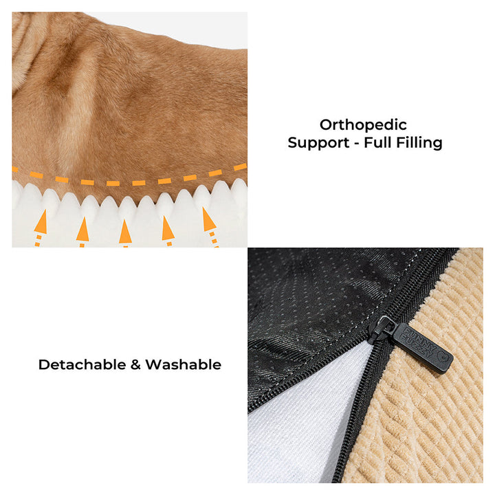 Washable flannel dog sofa bed, orthopedic design for ultimate pet comfort