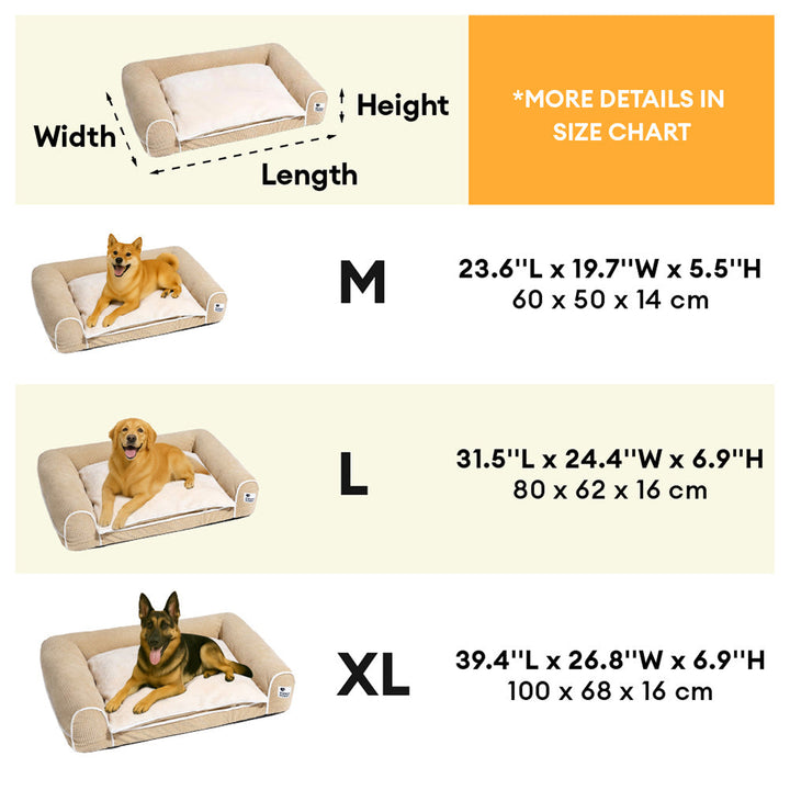 Deluxe pet sofa bed, flannel, orthopedic, washable, ideal for all dog sizes