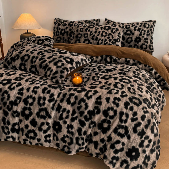 Floral velvet bed sheet set in a contemporary bedroom setting, highlighting its luxurious feel