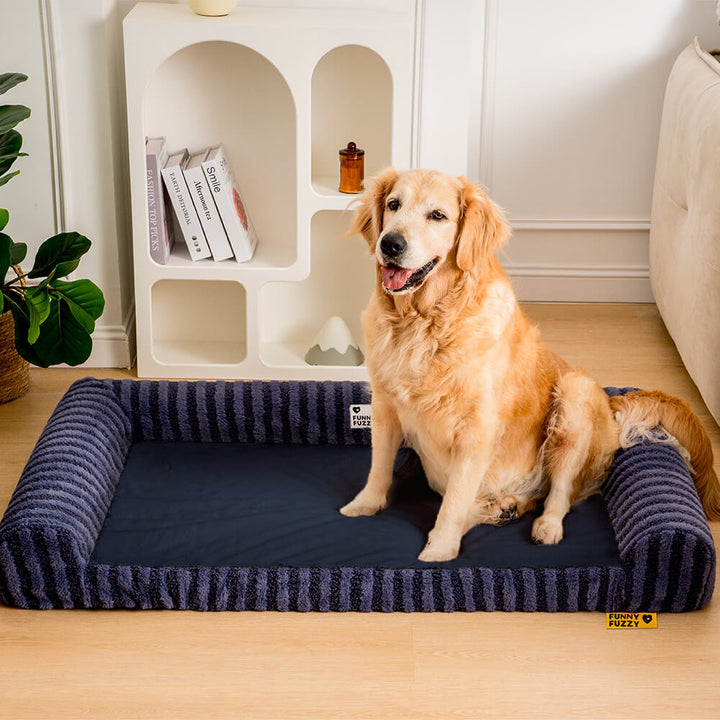 Large dog bed, anxiety-relieving design, soft fluffy comfort