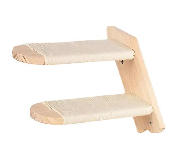 Stylish cat furniture: wall-mounted steps with sisal rope, providing a vertical play space for cats