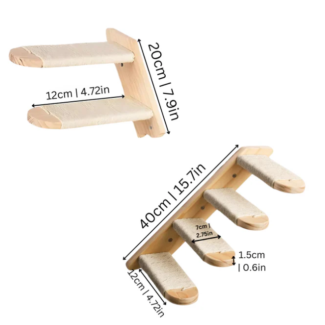 Premium cat steps for walls, includes sisal rope for scratching and climbing, enhancing feline enrichment