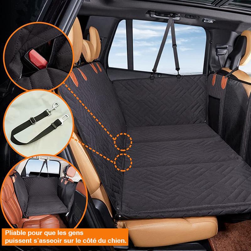 Waterproof dog car seat cover with side flaps, an essential pet gear for clean & safe vehicle travel.
