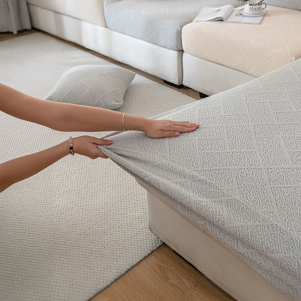 Home textile sofa cover, featuring a sophisticated diamond jacquard design and plush feel
