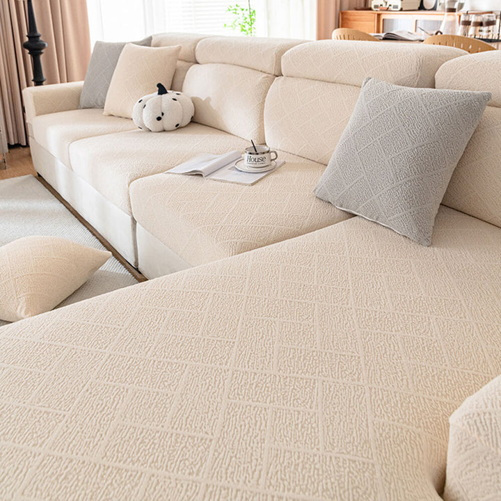 Plush furniture cover in a living room setting, ideal for pet owners seeking protection and style