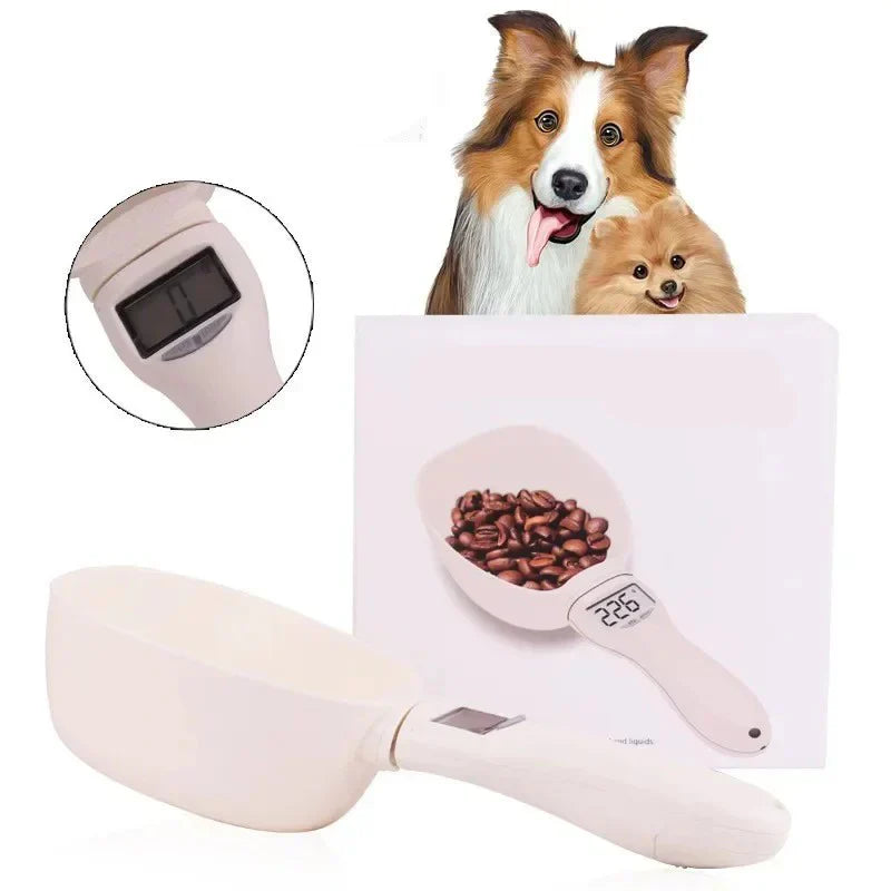 Measuring spoon digital scale, essential pet feeding tool for precise cat and dog food portions.