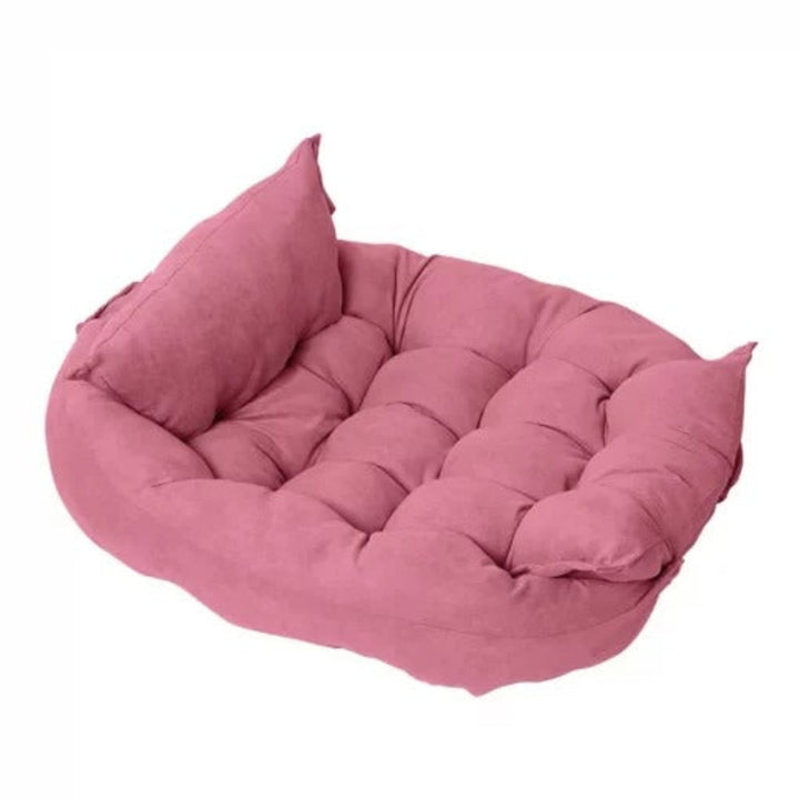 Soft dog lounger bed with removable, washable cover, 3-in-1 adaptable design