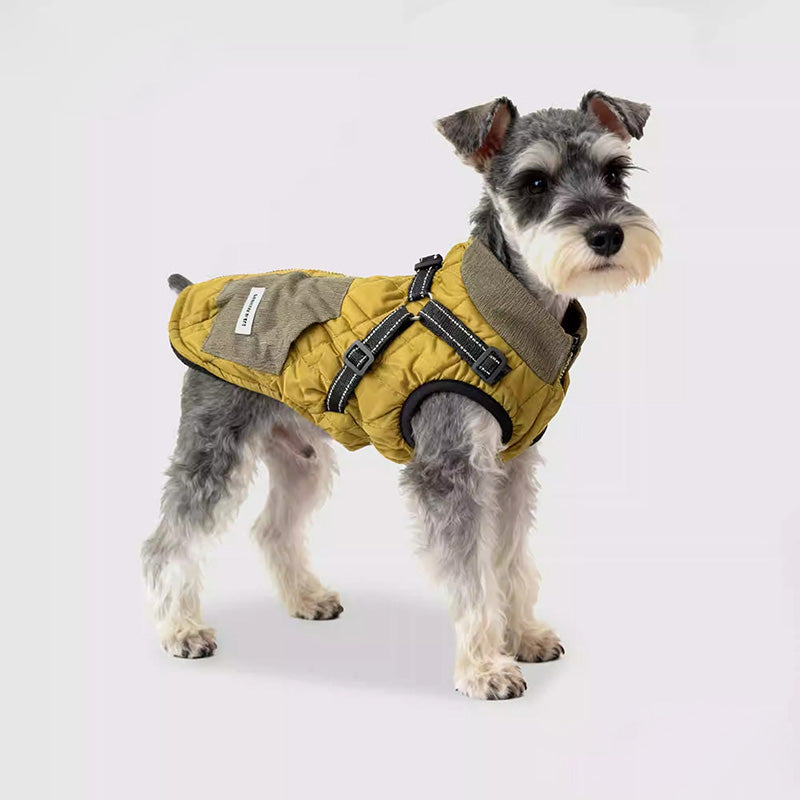 Stylish dog coat: pink 3-in-1 winter dog jacket with built-in harness, waterproof