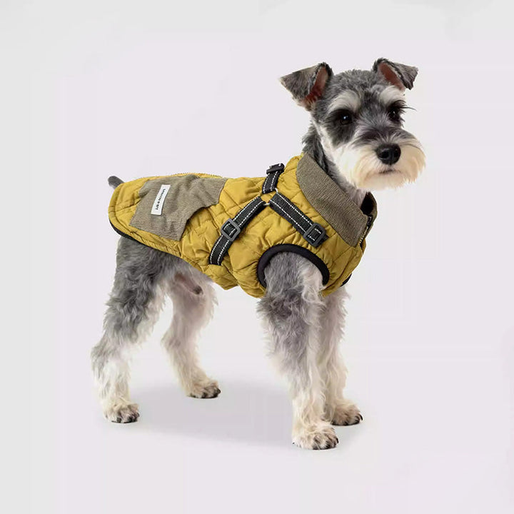 Stylish dog coat: pink 3-in-1 winter dog jacket with built-in harness, waterproof