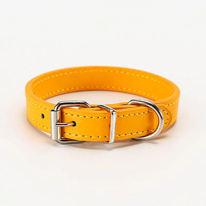 Adjustable leather dog collar in vibrant red, durable pet supply for active dogs