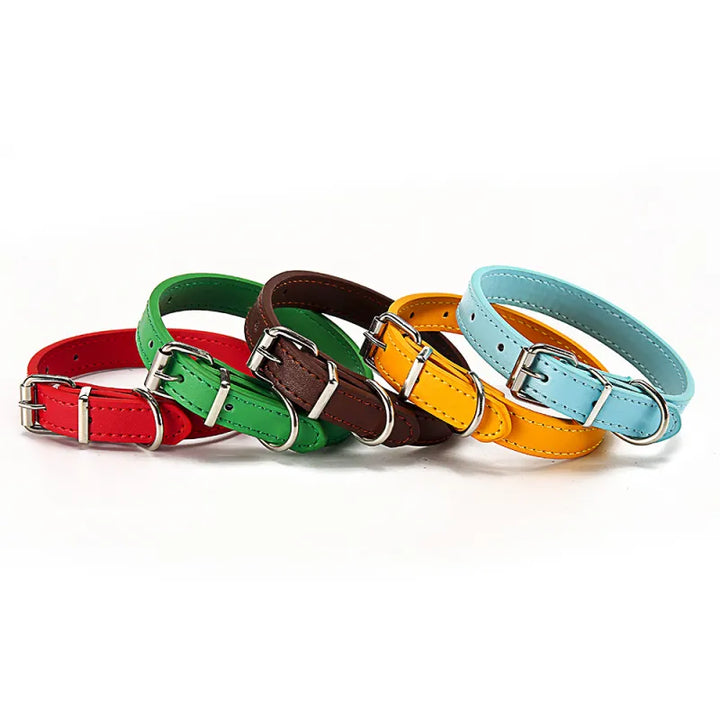 Brown genuine leather dog collar, a durable and stylish pet accessory for daily walks