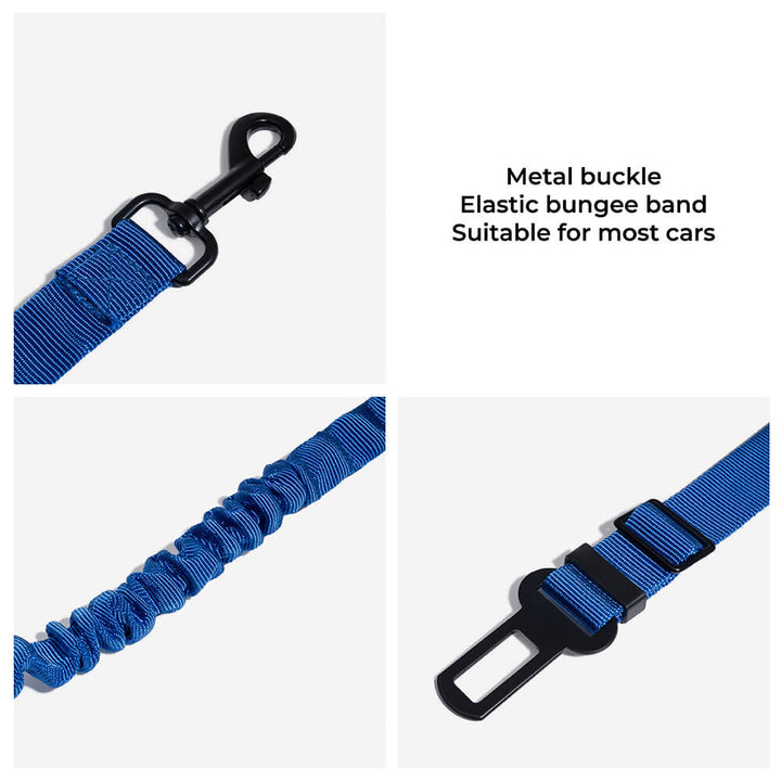 Dog car seat belt with quick-release buckle & comfortable harness
