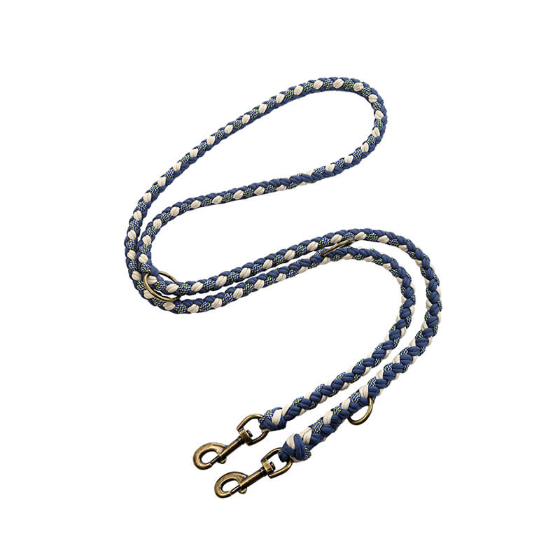 Hand-woven hemp rope dog collar and leash set, anti-pull design to reduce pulling, with faux leather durability