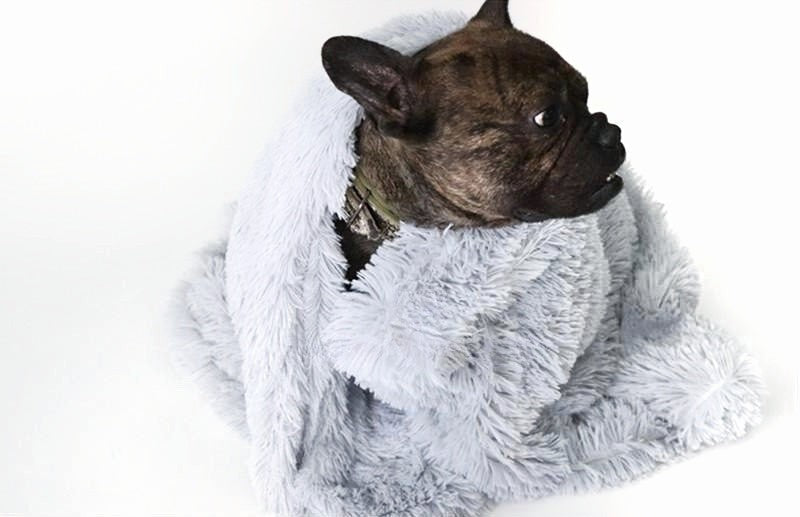 Pet throw blanket for anxiety, durable vegan fur, machine washable for lasting comfort