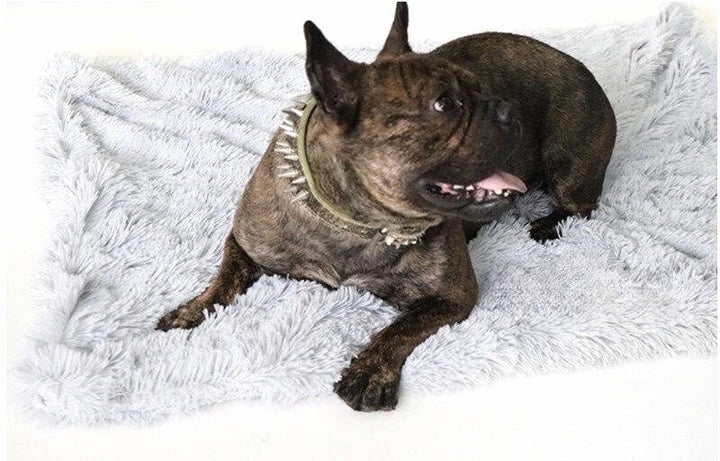 Calming dog blanket, plush vegan fur pet bed, provides anxiety relief and warmth