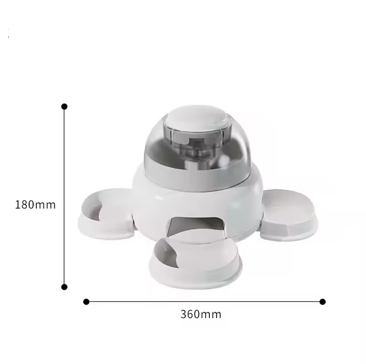 Automatic dog feeder with a clear food storage chamber, perfect for monitoring pet food levels