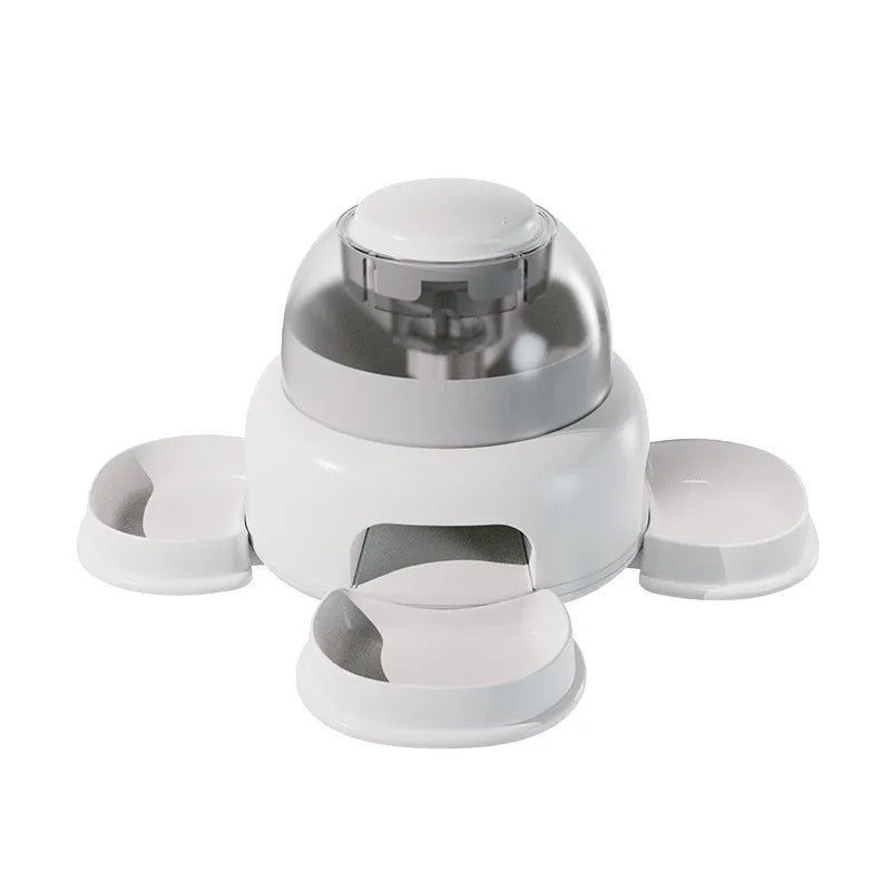 Dog accessory: automatic food dispenser with easy-to-view transparent chamber, ensuring fresh pet food