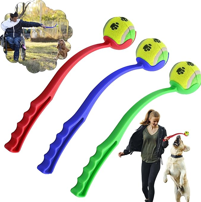 Dog Ball Launcher, a long throw fetch toy for active dogs, with a comfortable grip.