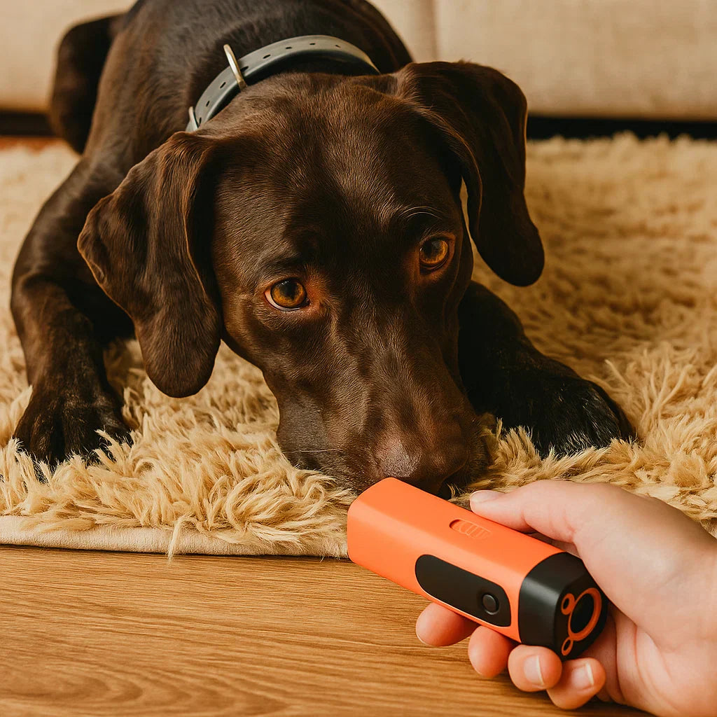 Close-up of Dog Bark Control Ultrasonic Device, a humane solution for animal welfare