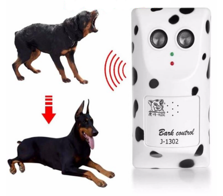 Dog Bark Control Ultrasonic Training Device, handheld, black with silver button