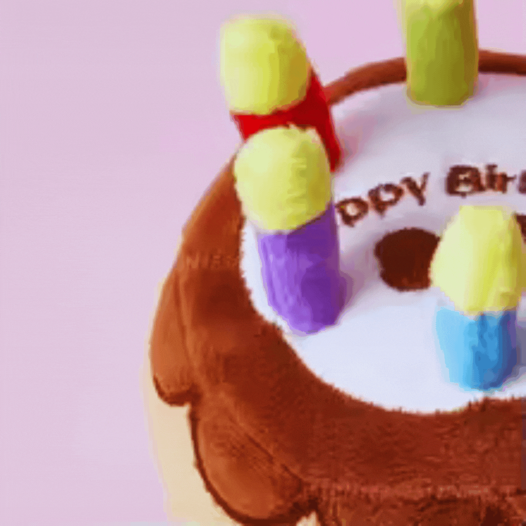 Cute dog birthday cake plush toy, a fun and durable pet accessory for your dog's special day
