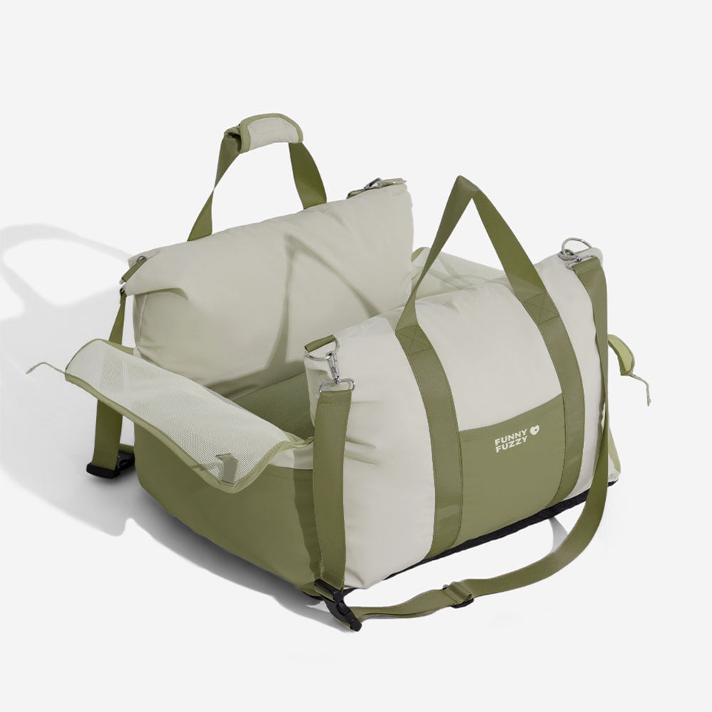 Anxiety-reducing dog booster seat for medium pets, offering a cozy and elevated ride